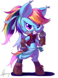 Size: 3000x4000 | Tagged: dead source, safe, artist:jggjqm522, rainbow dash, pegasus, pony, bipedal, boots, female, mare, scar, shoes, signature, simple background, solo, transparent background