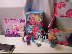 Size: 2832x2128 | Tagged: safe, rainbow dash, twilight sparkle, pegasus, pony, brushable, button, collection, sticker, toy