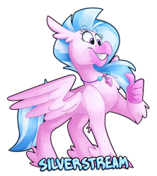 Size: 1280x1440 | Tagged: safe, artist:luximus17, silverstream, hippogriff, cute, diastreamies, female, simple background, smiling, solo, thumbs up, transparent background