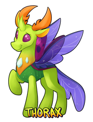 Size: 1280x1670 | Tagged: safe, artist:luximus17, thorax, changedling, changeling, cute, king thorax, male, raised leg, simple background, solo, spread wings, thorabetes, transparent background, wings