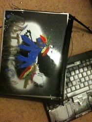 Size: 2048x1536 | Tagged: safe, rainbow dash, pegasus, pony, computer, laptop computer, thinkpad, traditional art