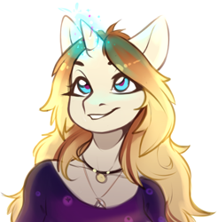 Size: 902x915 | Tagged: safe, artist:fensu-san, oc, oc:caroline sunshine, anthro, unicorn, solo