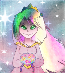 Size: 1086x1218 | Tagged: safe, artist:natt-tenshi, princess cadance, queen chrysalis, human, clothes, dress, female, humanized, looking at you, smiling, solo