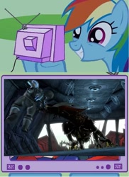 Size: 877x1202 | Tagged: safe, rainbow dash, pegasus, pony, apex armor, beast hunters, exploitable meme, predaking, starscream, transformers, transformers prime, tv meme