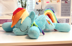 Size: 5100x3300 | Tagged: safe, artist:janellesplushies, derpibooru import, rainbow dash, irl, photo, plushie, sleeping, solo