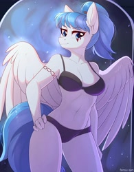 Size: 3199x4096 | Tagged: safe, artist:fensu-san, oc, oc:valkyrie, anthro, pegasus, bra, breasts, clothes, female, panties, solo, underwear