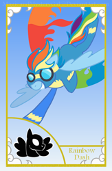 Size: 560x860 | Tagged: safe, artist:magicandmysterygal, derpibooru import, rainbow dash, pegasus, pony, card, goggles, trading card, wonderbolts, wonderbolts uniform