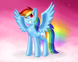 Size: 1280x1024 | Tagged: safe, artist:mlp-firefox5013, derpibooru import, rainbow dash, pegasus, pony, cloud, sky, solo, spread wings