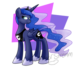 Size: 4000x3500 | Tagged: safe, artist:xsummerstream, princess luna, alicorn, pony, abstract background, female, mare, paint tool sai, smiling, solo
