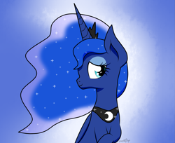 Size: 1935x1579 | Tagged: safe, artist:kimjoman, princess luna, alicorn, pony, cute, female, shy, sitting, solo, wingding eyes