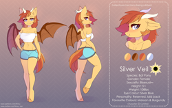 Size: 5000x3156 | Tagged: safe, artist:fensu-san, oc, oc:silver veil, anthro, bat pony, bat pony oc, clothes, female, horn, horns, reference sheet, wings