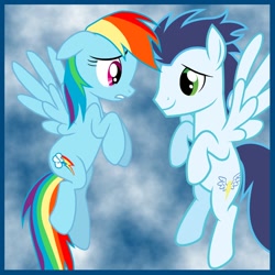 Size: 894x894 | Tagged: safe, artist:sharkiefangirl94, rainbow dash, soarin', pegasus, pony, crying, female, male, shipping, soarindash, straight