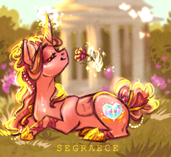 Size: 1024x939 | Tagged: safe, artist:segraece, princess cadance, alicorn, pony, eyes closed, female, flower, magic, mare, solo