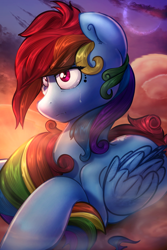 Size: 3344x5000 | Tagged: safe, artist:llamaswithkatanas, artist:vest, rainbow dash, pegasus, pony, crying, solo