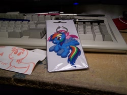 Size: 2832x2128 | Tagged: safe, rainbow dash, pegasus, pony, blue coat, female, keychain, mare, merchandise, multicolored mane