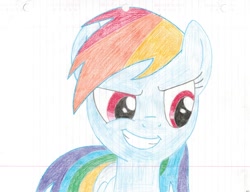 Size: 1024x786 | Tagged: safe, artist:rubixks, derpibooru import, rainbow dash, pegasus, pony, lined paper, solo, traditional art