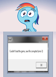 Size: 438x600 | Tagged: safe, artist:hotdiggedydemon, rainbow dash, pegasus, pony, exploitable meme, meme, scp containment breach, tv meme