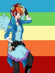 Size: 900x1188 | Tagged: safe, artist:kasminhime, rainbow dash, humanized, solo, winged humanization