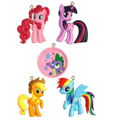 Size: 500x500 | Tagged: safe, derpibooru import, applejack, pinkie pie, rainbow dash, spike, twilight sparkle, dragon, earth pony, pegasus, pony, christmas, official, ornament