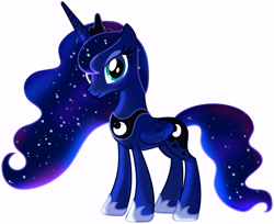 Size: 9811x8000 | Tagged: safe, artist:silentgriffon, princess luna, alicorn, pony, absurd resolution, ethereal mane, female, jewelry, mare, regalia, simple background, smiling, solo, starry mane, white background