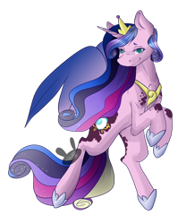 Size: 1024x1284 | Tagged: safe, artist:amenhonestly, princess cadance, princess luna, alicorn, commission, commissioner:bigonionbean, female, fusion, hoof shoes, mare, simple background, solo, transparent background