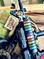 Size: 768x1024 | Tagged: safe, rainbow dash, airsoft, an/peq-15, ar15, custom, gun, gunified, irl, my little arsenal, photo, rifle, toy, vulgar, weapon