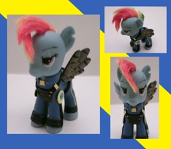 Size: 2344x2040 | Tagged: safe, artist:hammer42, derpibooru import, rainbow dash, the cutie re-mark, apocalypse dash, clothes, crystal war timeline, custom, figure, irl, photo, prosthetic limb, scar, solo, that was fast, torn ear, uniform