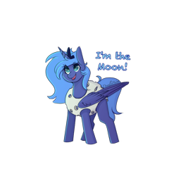 Size: 768x768 | Tagged: safe, artist:doodlepaintdraws, princess luna, alicorn, pony, female, filly, moon, moon costume, simple background, solo, transparent background, woona, younger
