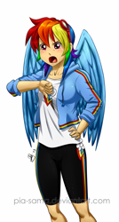 Size: 806x1500 | Tagged: safe, artist:pia-sama, rainbow dash, humanized, solo, winged humanization