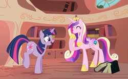 Size: 1997x1248 | Tagged: safe, artist:mother-of-trolls, princess cadance, twilight sparkle, alicorn, pony, book, golden oaks library