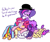 Size: 450x374 | Tagged: safe, artist:mt, derpibooru import, applejack, fluttershy, pinkie pie, rainbow dash, rarity, twilight sparkle, earth pony, pegasus, pony, unicorn, crossover, headset, littlest pet shop, mane six, pile, pony pile, twilight barkle, zoe trent