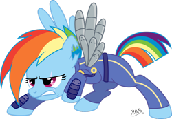 Size: 1024x709 | Tagged: safe, artist:midnightblitzz, derpibooru import, rainbow dash, pegasus, pony, the cutie re-mark, alternate timeline, amputee, apocalypse dash, artificial wings, augmented, crystal war timeline, mechanical wing, prosthetic limb, prosthetic wing, prosthetics, scar, simple background, solo, torn ear, transparent background, vector, wings