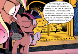 Size: 1098x768 | Tagged: safe, artist:andypriceart, edit, editor:symphonic sync, idw, princess cadance, twilight sparkle, alicorn, pony, neigh anything, spoiler:comic12, comics, female, filly, filly twilight sparkle, imminent kidnapping, princess creepance, twibitch sparkle, younger