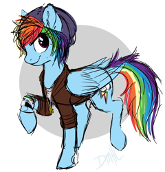 Size: 1102x1148 | Tagged: safe, artist:13brokenheart13, derpibooru import, rainbow dash, pegasus, pony, chloe price, clothes, cosplay, costume, cute, dashabetes, female, life is strange, mare, rainbow dash always dresses in style, solo