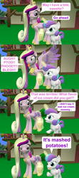 Size: 1920x4320 | Tagged: safe, artist:red4567, princess cadance, princess flurry heart, alicorn, pony, 3d, comic, food, ice cream, ice cream cone, mashed potatoes, older, potato, source filmmaker