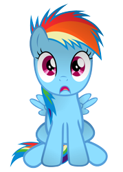 Size: 1102x1536 | Tagged: safe, artist:coltsteelstallion, rainbow dash, pegasus, pony, filly, filly rainbow dash, shocked, simple background, solo, transparent background, vector