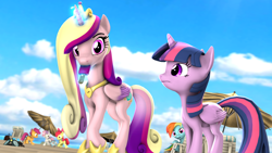 Size: 3840x2160 | Tagged: safe, artist:apexpredator923, apple bloom, princess cadance, rainbow dash, scootaloo, sweetie belle, twilight sparkle, twilight sparkle (alicorn), alicorn, pegasus, pony, 3d, cutie mark crusaders, food, goggles, magic, popsicle, source filmmaker