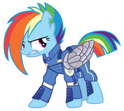 Size: 9800x8760 | Tagged: safe, artist:flutter525, derpibooru import, rainbow dash, pegasus, pony, the cutie re-mark, absurd resolution, alternate timeline, amputee, apocalypse dash, augmented, badass, crystal war timeline, photoshop, prosthetic limb, prosthetic wing, prosthetics, scar, simple background, solo, torn ear, transparent background, vector