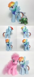 Size: 800x1800 | Tagged: safe, artist:oak23, derpibooru import, pinkie pie, rainbow dash, tank, pony, brushable, custom, irl, photo, rehaired, toy