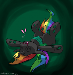 Size: 2000x2070 | Tagged: safe, artist:vivofortissimo, rainbow dash, changeling, ask, ask changeling dash, changelingified, dashling, female, solo