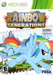 Size: 710x1000 | Tagged: safe, artist:nickyv917, rainbow dash, pegasus, pony, box art, crossover, female, filly, filly rainbow dash, parody, sonic generations, sonic the hedgehog (series), younger