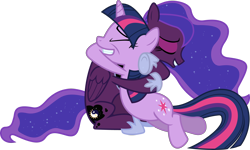 Size: 5500x3305 | Tagged: safe, artist:90sigma, artist:goldenmercurydragon, artist:mystserie, edit, princess luna, twilight sparkle, pegasus, pony, unicorn, recolor, simple background, transparent background, vector, vector edit