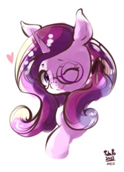 Size: 459x636 | Tagged: safe, artist:tohupo, princess cadance, alicorn, pony, female, glasses, heart, mare, one eye closed, solo, wink