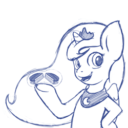 Size: 1024x1024 | Tagged: safe, princess luna, alicorn, pony, moon pie, sketch, smiling, solo