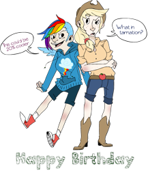 Size: 537x620 | Tagged: safe, artist:stevetwisp, derpibooru import, applejack, rainbow dash, converse, humanized, shoes, winged humanization