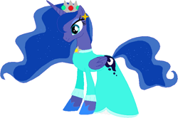 Size: 701x465 | Tagged: safe, artist:selenaede, artist:user15432, princess luna, alicorn, barely pony related, base used, clothes, crossover, crown, dress, ear piercing, earring, gown, jewelry, nintendo, piercing, regalia, rosalina, shoes, super mario bros., super mario galaxy, super smash bros.