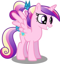 Size: 865x924 | Tagged: safe, princess cadance, alicorn, pony, alternate hairstyle, bow, cute, cutedance, female, hair bow, mare, smiling, solo, tail bow, teen princess cadance, teenager, vector, younger