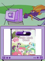 Size: 563x771 | Tagged: safe, derpibooru import, apple bloom, pinkie pie, rainbow dash, scootaloo, steven magnet, sweetie belle, twilight sparkle, earth pony, pegasus, pony, cutie mark crusaders, cutie mark quest, exploitable meme, magnets, meme, merchandise, tv meme