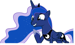 Size: 5000x3020 | Tagged: safe, artist:chalcedonian, princess luna, alicorn, pony, luna eclipsed, .svg available, female, grin, mare, raised hoof, simple background, smiling, solo, transparent background, vector