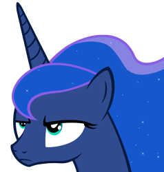 Size: 2540x2670 | Tagged: safe, artist:argeri, edit, editor:slayerbvc, princess luna, alicorn, pony, accessory-less edit, annoyed, female, lidded eyes, mare, missing accessory, simple background, solo, transparent background, unamused, vector, vector edit